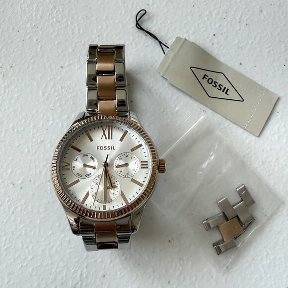 Fossil Rye Women’s Gold Silver Two Tone Multifunctional Watch - Picture 1 of 9